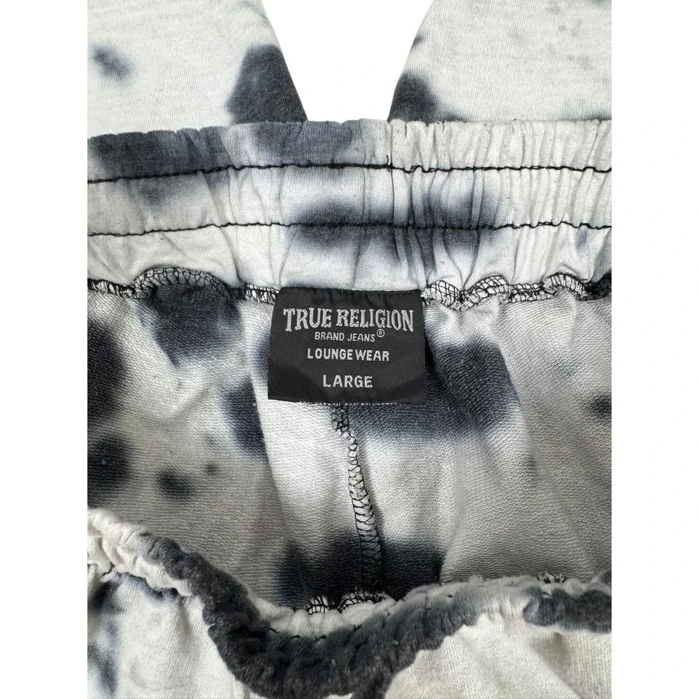 True Religion Loungewear Tie Dye Jogger Sweatpants Large NWT Black White Logo
